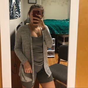 grey cardigan